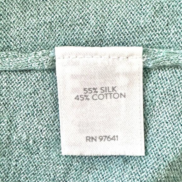 J Jill V-Neck Sweater Womens Large Petite Pullover Silk/Cotton Lt Teal Green - Picture 8 of 9